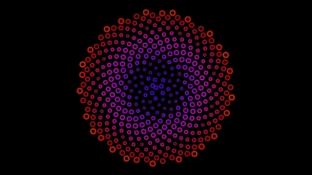 Swirling pattern of circles against a black background