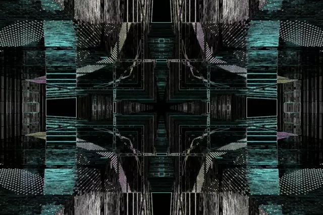 Symmetrical Cyan Neon Tunnel Kaleidoscope 3:2 60fps VJ Loop Screensaver