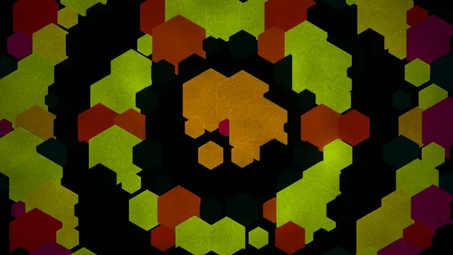 Vibrant 4K hexagonal motion background with dynamic color shifting