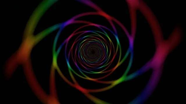 Vibrant 4K neon spiral tunnel motion background for video production