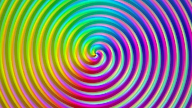 Vibrant 4K psychedelic spiral rainbow motion background loop