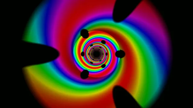 Vibrant 4K rainbow spiral vortex motion background loop
