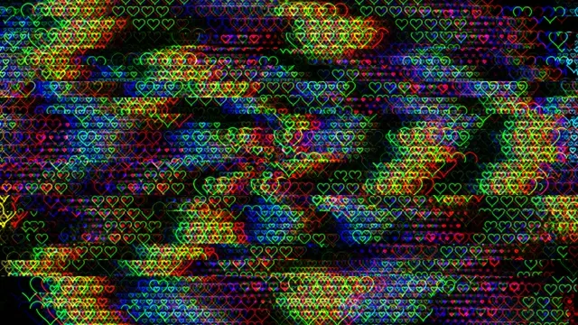 Vibrant neon heart glitch animation 4K UHD widescreen loop