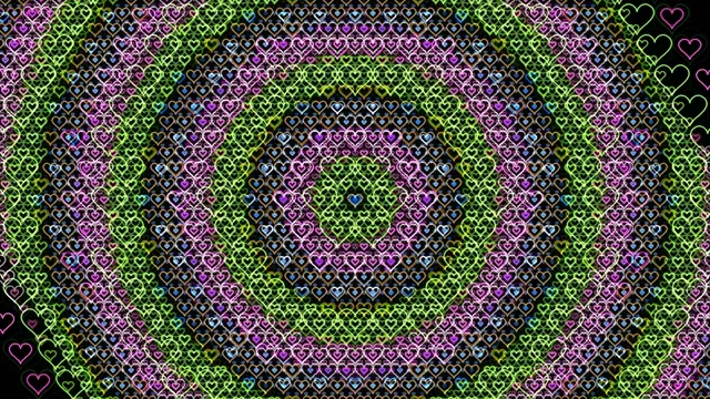 Vibrant neon hearts 4K UHD widescreen motion background loop