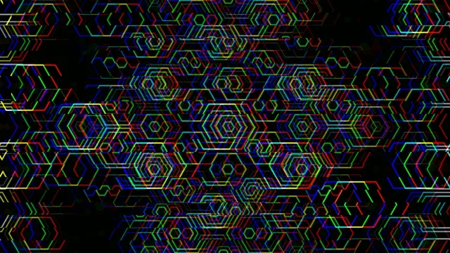 Vibrant neon hexagon 4K motion background loop for broadcast