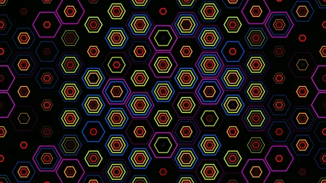 Vibrant neon hexagon 4K UHD motion background for broadcast