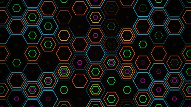 Vibrant neon hexagon grid 4K animated background loop