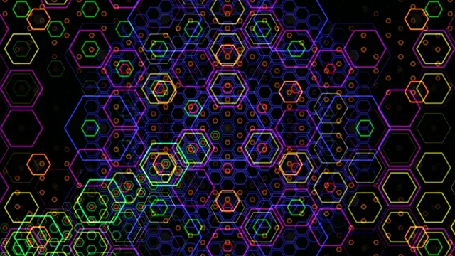 Vibrant neon hexagon grid 4K ultra HD motion background loop