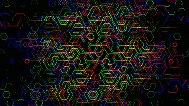 Vibrant neon hexagon network 4K UHD motion background loop
