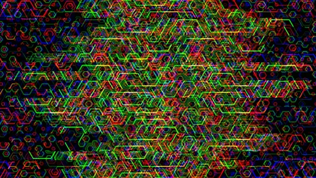 Vibrant neon hexagon pattern 4K motion background for broadcasts