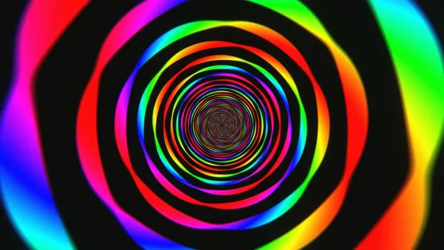 Vibrant neon rainbow spiral tunnel 4K loop animation