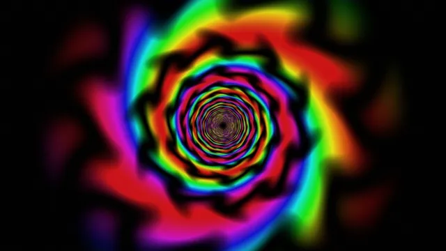 Vibrant Neon Rainbow Spiral Tunnel 4K