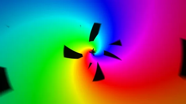 Vibrant Rainbow Gradient with Rotating 3D Shapes