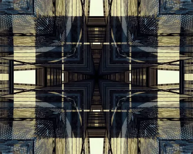 Vj loop neon tunnel mirrored cross grid 5:4 industrial 60fps screensaver
