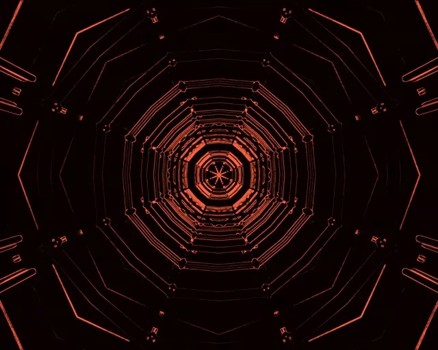 VJ loop नियॉन टनल रेड ऑक्टागन वॉर्टेक्स 5:4 इंडस्ट्रियल 60fps स्क्रीनसेवर