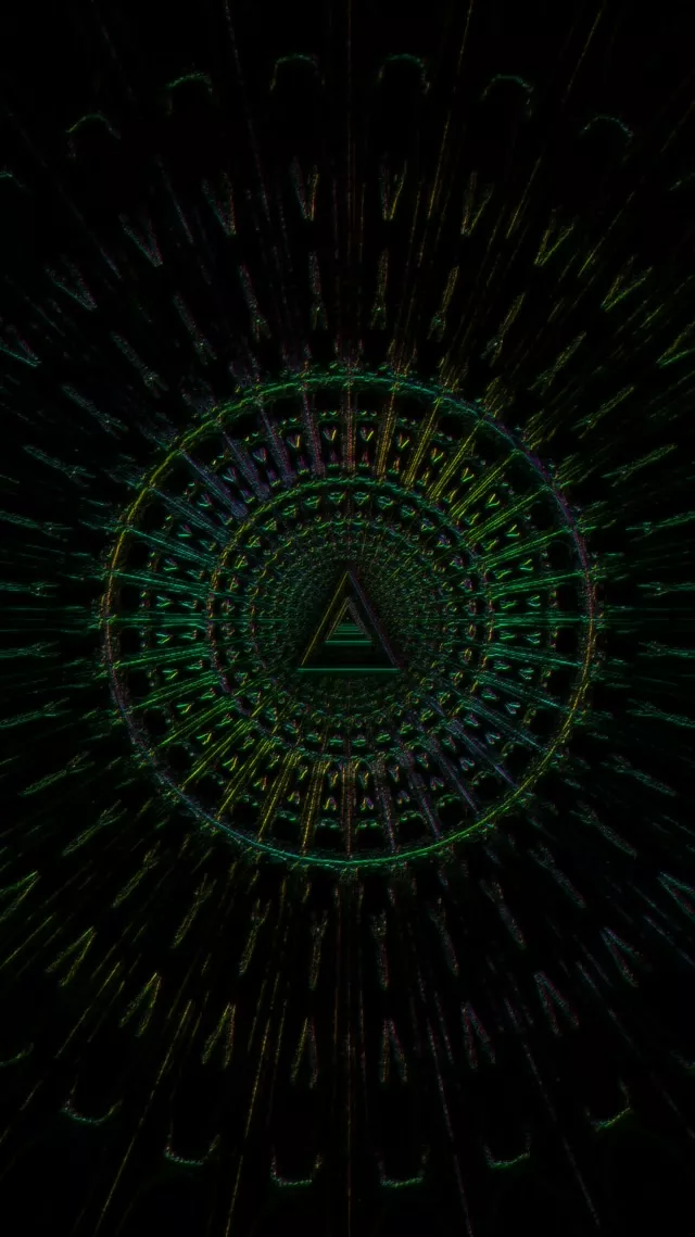 VJ Loop Neon Tunnel Spiraling Triangle Vortex 9:16 Reels 60fps Screensaver