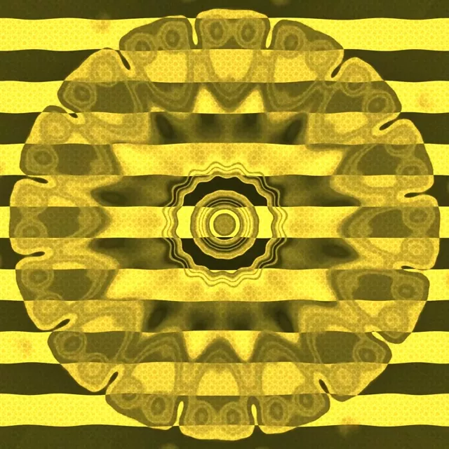 VJ loop Neon Tunnel Gul Svart Rand Mandala 1:1 kvadrat 60fps skärmsläckare