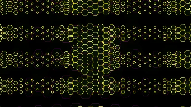 Yellow Hexagons Digital Network Animation 4K