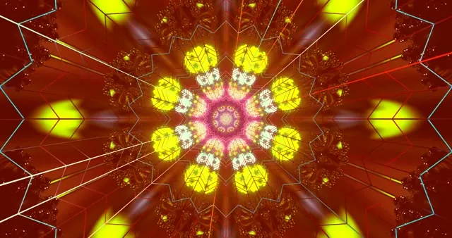 Yellow Neon Flower Burst VJ Loop | 4K 60fps Screensaver | Electric Mandala