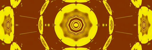 Đường Hầm Neon Vàng Mandala Xoáy VJ Loop 3:1 Triple Wide 60fps Screensaver