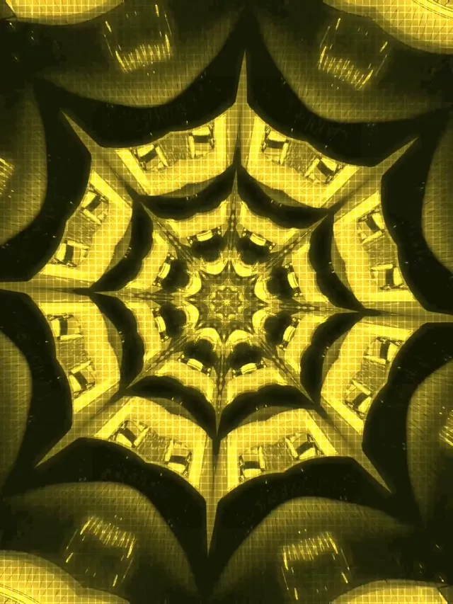 Neon Tunnel Yellow Geometric Grid 3:4 iPad Portrait 60fps VJLoops Screensaver