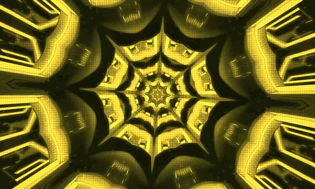 Yellow Neon Tunnel Geometric Vortex 5:3 Wide 60fps VJ Loop Screensaver