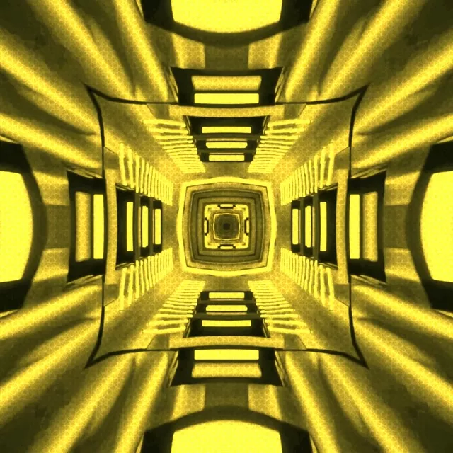 VJLoops מנהרת ניאון Golden Fractal Kaleidoscope 1:1 Square 60fps Screensaver