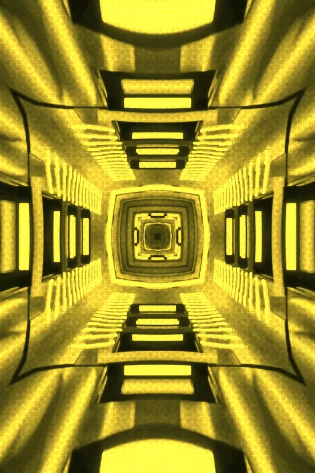 Neon Tunnel Yellow Kaleidoscope VJ Loop 2:3 Photo Portrait 60fps Screensaver