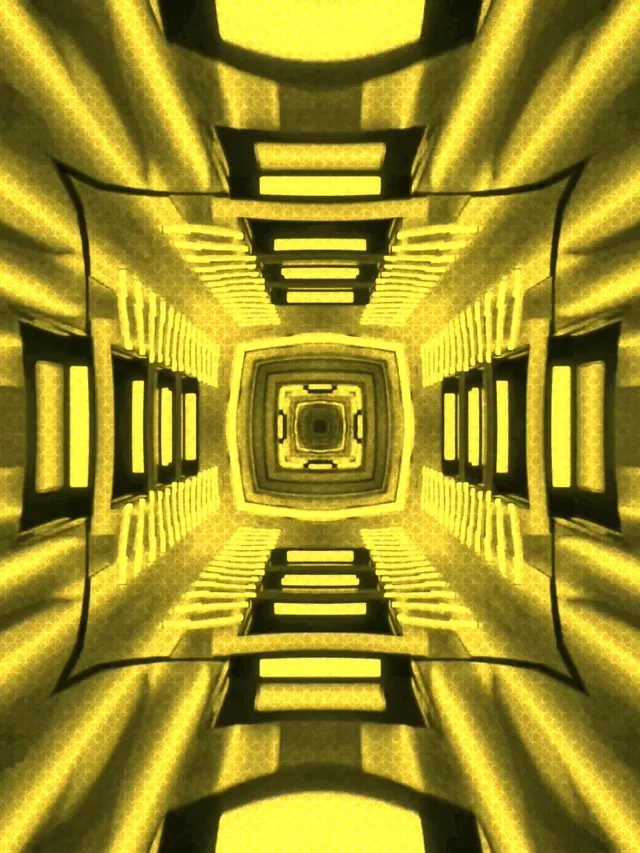 Neon Tunnel Yellow Fractal Vortex VJ Loop 3:4 iPad Portrait 60fps Screensaver
