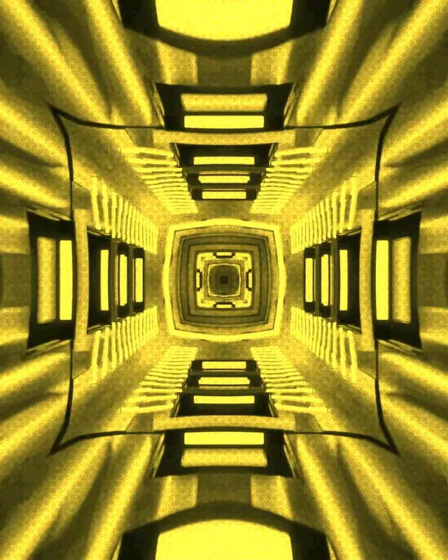 Vj loop Neon Tunnel Yellow Recursive Square Vortex 60fps 4:5 Instagram Screensaver