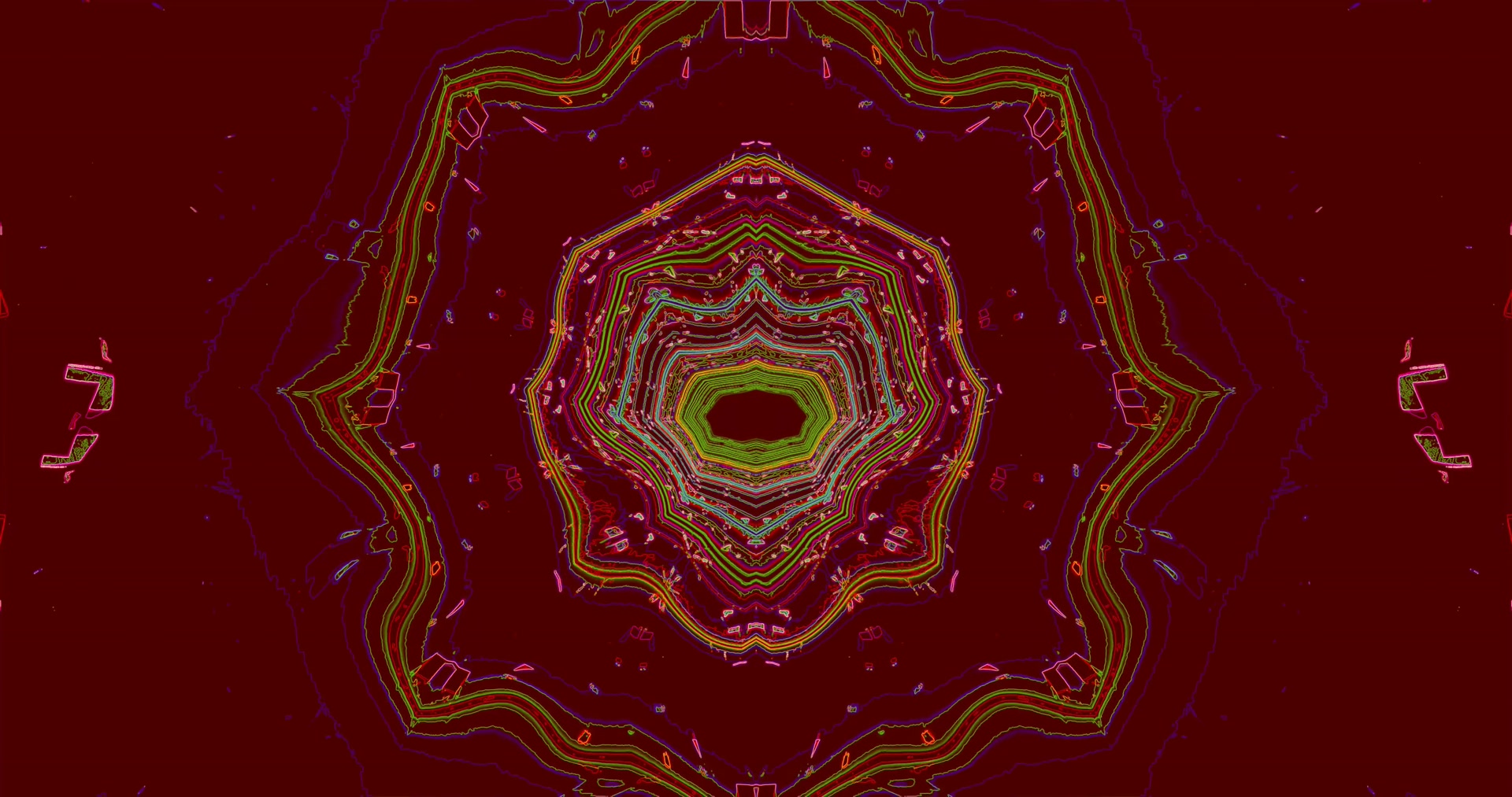 Tunnel Neon Mandala Rosso Screensaver 4K UHD 60fps VJ Loop