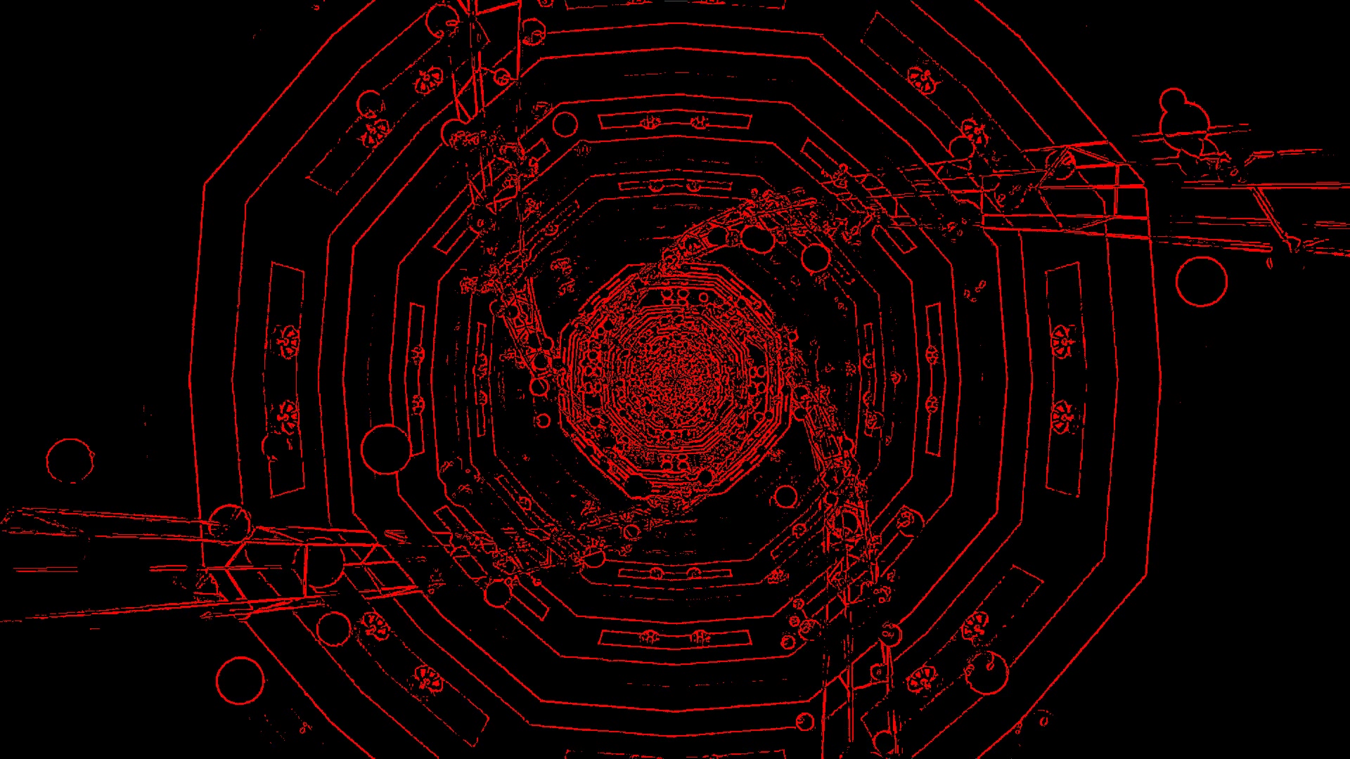 Tunnel Ottagono Rosso Luminoso Screensaver 4K UHD 60fps Video Loop