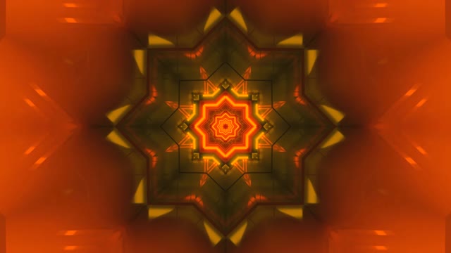 Caleidoscopio Geometrico Arancione VJLoops - Sfondo Movimento Mandala Fuoco Astratto