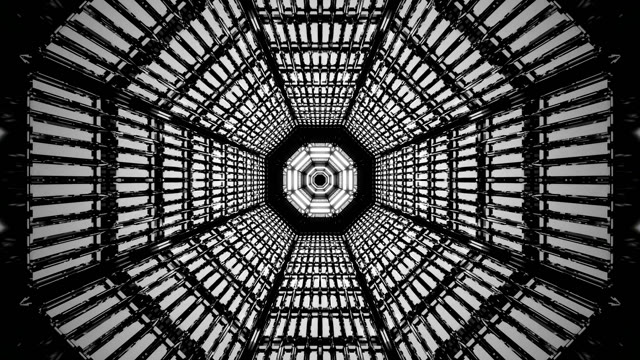 Tunnel Geometrico Bianco Nero Astratto VJLoops - Sfondo Movimento Caleidoscopio