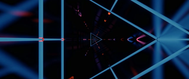 Neon Tunnel Triangular Vortex Loop | VJ Animation 60fps 2.39:1 Screensaver