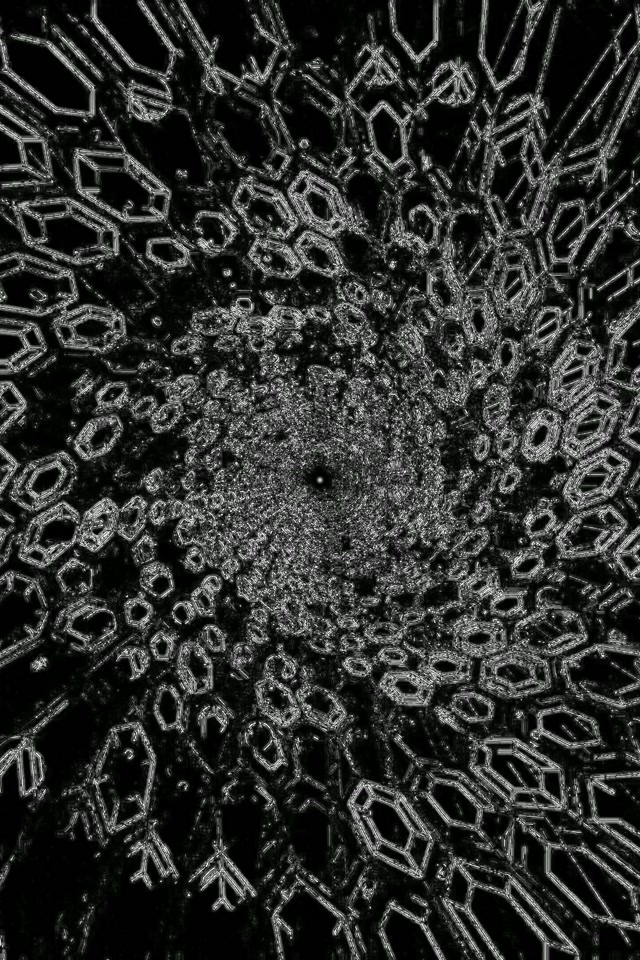 Tunnel Neon Salvaschermi 60fps Cristallo Nero Bianco Frattale 2:3 Foto Verticale VJ Loop