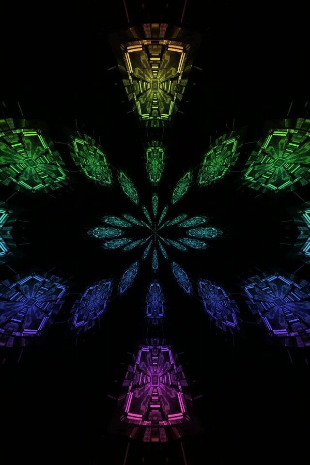 Tunnel Neon Fiore Caleidoscopio VJ Loop 2:3 Foto Ritratto 60fps Screensaver