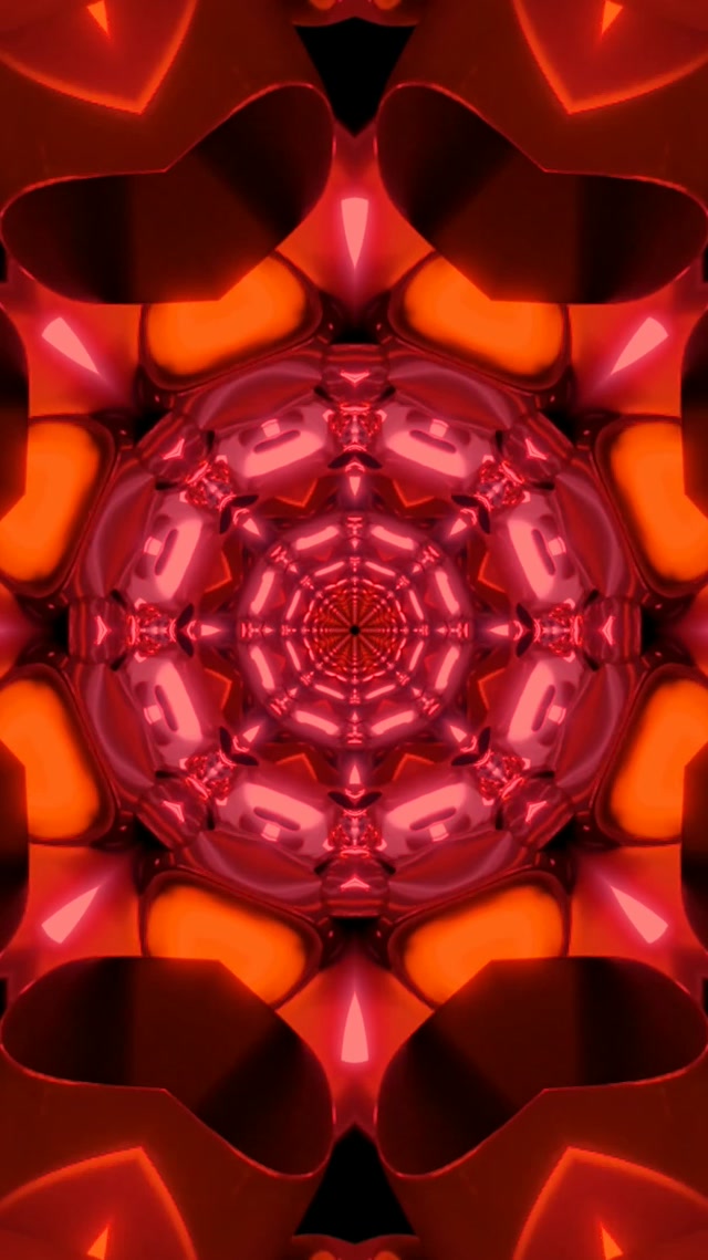 Tunnel Neon Rosso Mandala Salvaschermi 60fps 9:16 Reels VJ Loop