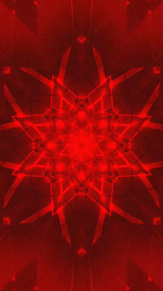 Red Neon Tunnel Star Kaleidoscope Vj Loop 9:16 Reels 60fps Screensaver