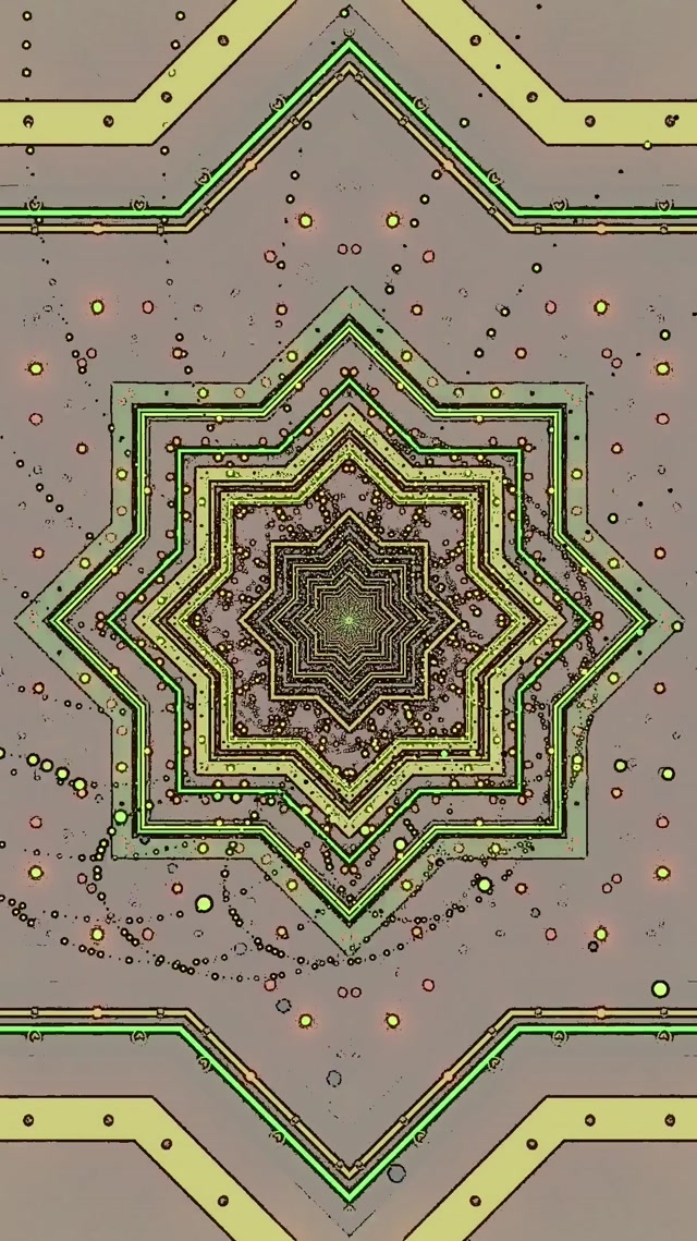 Tunnel Neon Stella Screensaver 60fps 9:16 Reels VJ Loop Verde Oro