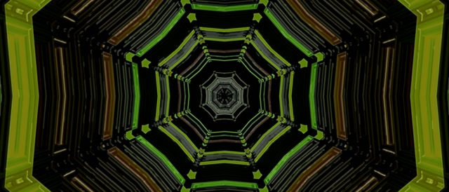 Neon Tunnel Spiraling Hexagon Vortex 21:9 Ultrawide 60fps VJ Loop Screensaver
