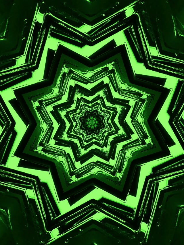 Tunnel Neon Vortice Stella Verde VJLoops 3:4 iPad Portrait 60fps Screensaver
