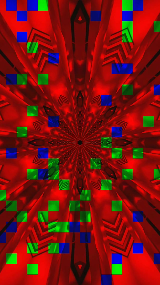 Tunnel al Neon Rosso Esplosione Caleidoscopio VJ Loop 9:16 Reels 60fps Screensaver