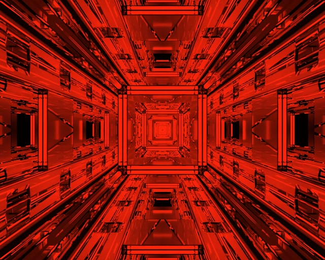 Tunnel Neon Rosso Vortice Frattale VJ Loop 60fps 5:4 Industrial Screensaver