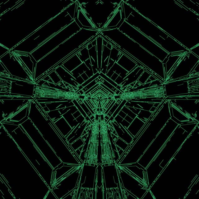 Tunnel al Neon Verde Screensaver 1:1 Square 60fps VJ Loop Matrice Geometrica