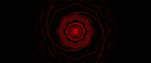 Tunnel Neon Rosso Vortice Ottagono VjLoops 2.39:1 Cinemascope 60fps Salvaschermo
