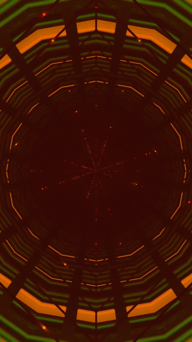 Tunnel Neon Stella Radiale Esplosione Arancione VJ Loop 9:16 Reels 60fps Screensaver