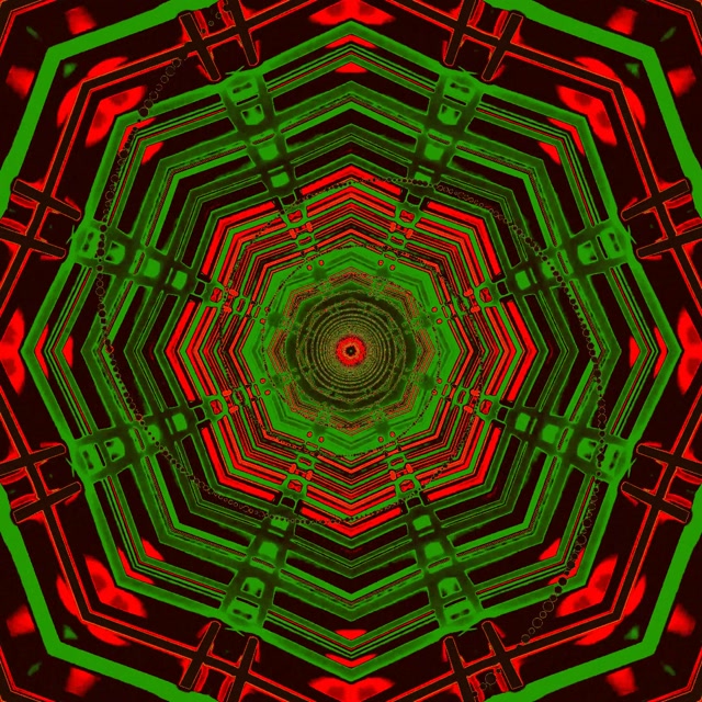 Tunnel Neon Vortice Ottagono Rosso Verde 1:1 Quadrato 60fps Screensaver Vj Loop