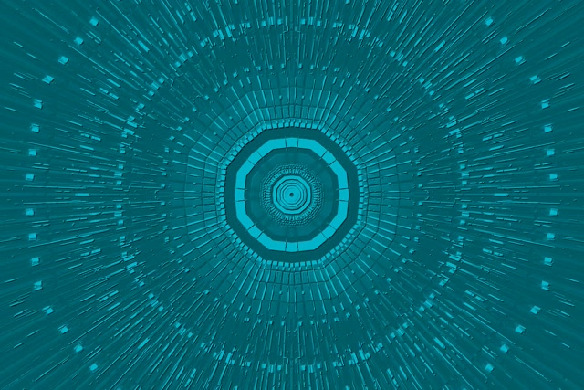 Tunnel Neon Ottagono Teal VJLoops 3:2 Surface 60fps Screensaver