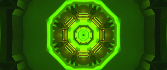 Tunnel Neon Verde Ottagono Caleidoscopio VJ Loop 2.39:1 Cinemascope 60fps Screensaver